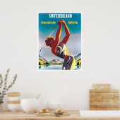 Vrouw op golf in Zwitserland, Lenzerheide, Valbell Poster (Keuken)