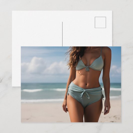 Vrouw op het strand briefkaart (Voorkant / Achterkant)