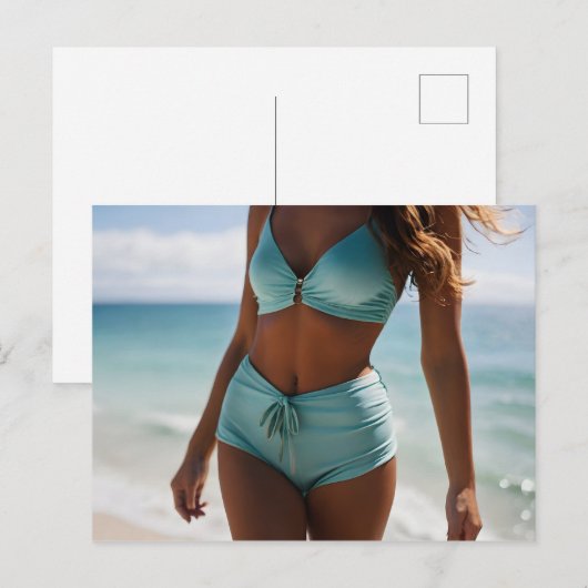 Vrouw op het strand briefkaart (Voorkant / Achterkant)