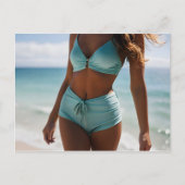 Vrouw op het strand briefkaart (Voorkant)