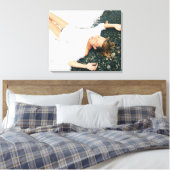 Vrouw op het strand canvas afdruk (Insitu (Slaapkamer))