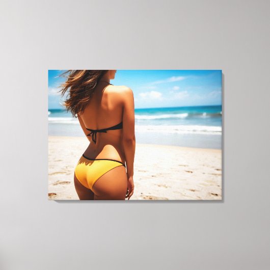 Vrouw op het strand canvas afdruk (Voorkant)