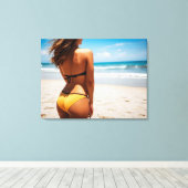 Vrouw op het strand canvas afdruk (Insitu (Houten vloer))
