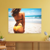 Vrouw op het strand canvas afdruk (Insitu (Woonkamer))