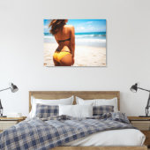 Vrouw op het strand canvas afdruk (Insitu (Slaapkamer))