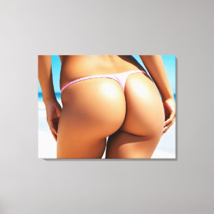 Vrouw op het strand canvas afdruk