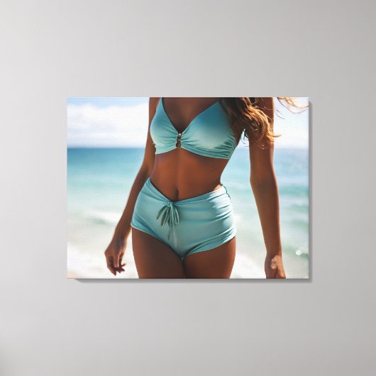 Vrouw op het strand canvas afdruk (Voorkant)