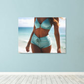 Vrouw op het strand canvas afdruk (Insitu (Houten vloer))