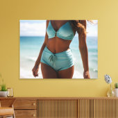 Vrouw op het strand canvas afdruk (Insitu (Woonkamer))
