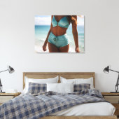 Vrouw op het strand canvas afdruk (Insitu (Slaapkamer))