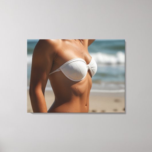Vrouw op het strand canvas afdruk (Voorkant)