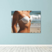 Vrouw op het strand canvas afdruk (Insitu (Houten vloer))