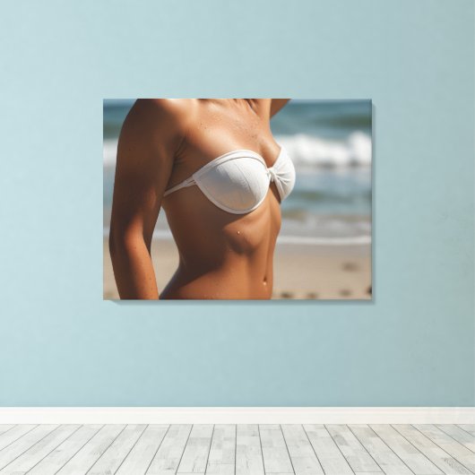 Vrouw op het strand canvas afdruk (Insitu (Houten vloer))