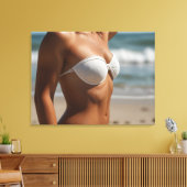 Vrouw op het strand canvas afdruk (Insitu (Woonkamer))