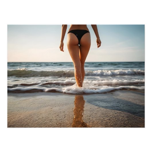 Vrouw op het strand foto afdruk (Voorkant)