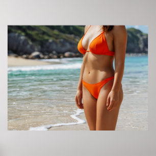 Vrouw op het strand poster