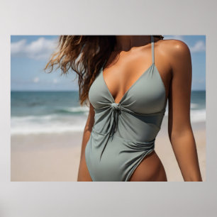 Vrouw op het strand poster