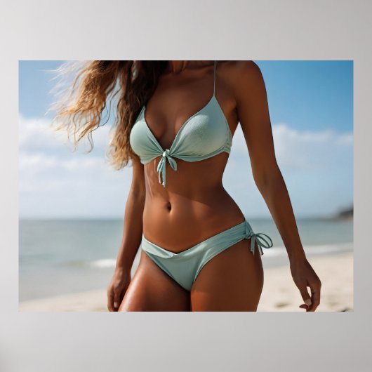 Vrouw op het strand poster (Voorkant)