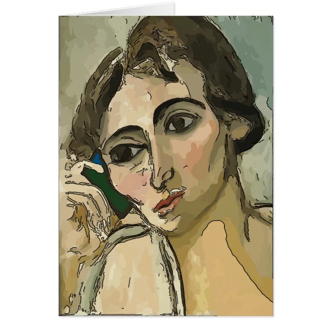 Vrouw op mobiele telefoon (Voorkant)