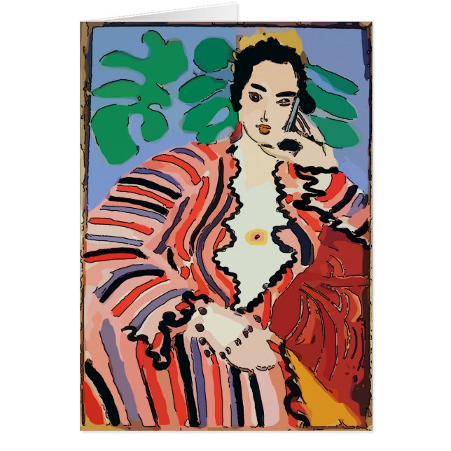 Vrouw op mobiele telefoon Abstract 4 (Voorkant)