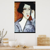 Vrouw op mobiele telefoon Abstract 4 Poster (Keuken)