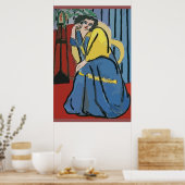 Vrouw op mobiele telefoon Abstract 5 Poster (Keuken)