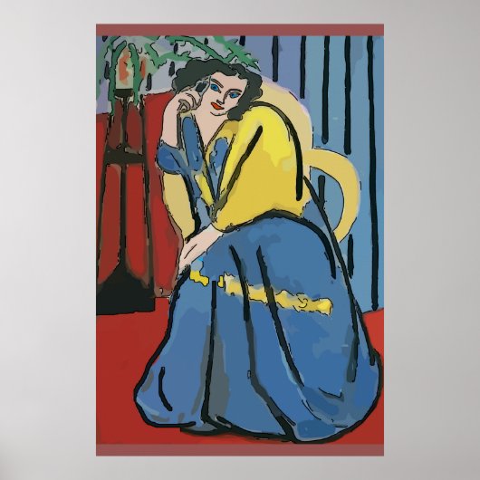 Vrouw op mobiele telefoon Abstract 5 Poster (Voorkant)