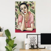 Vrouw op mobiele telefoon Abstract, onstuimige sti Poster (Thuiskantoor)