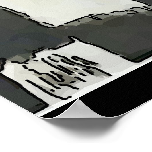 Vrouw op mobiele telefoon Abstract, onstuimige sti Poster (Hoek)