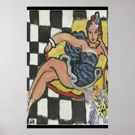 Vrouw op mobiele telefoon Abstract, onstuimige sti Poster