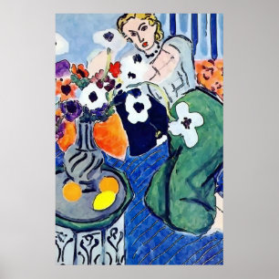 Vrouw op mobiele telefoon Abstract, onstuimige sti Poster