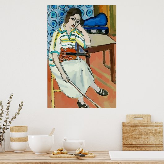 Vrouw op mobiele telefoon Abstract, onstuimige sti Poster (Keuken)