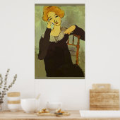 Vrouw op mobiele telefoon Abstract, onstuimige sti Poster (Keuken)