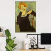 Vrouw op mobiele telefoon Abstract, onstuimige sti Poster (Thuiskantoor)