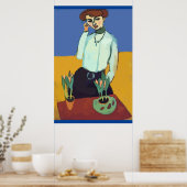 Vrouw op mobiele telefoon Abstract, onstuimige sti Poster (Keuken)