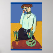 Vrouw op mobiele telefoon Abstract, onstuimige sti Poster (Voorkant)