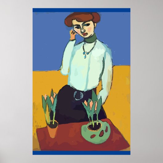 Vrouw op mobiele telefoon Abstract, onstuimige sti Poster (Voorkant)