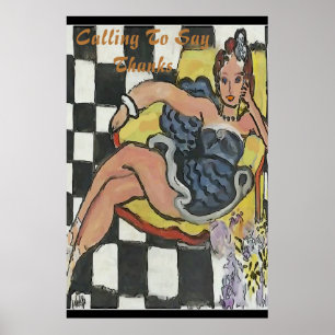 Vrouw op mobiele telefoon Abstract, ontevreden Pos Poster