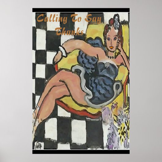 Vrouw op mobiele telefoon Abstract, ontevreden Pos Poster (Voorkant)