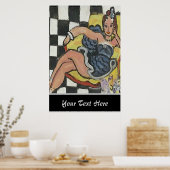 Vrouw op mobiele telefoon Abstract, ontevreden Pos Poster (Keuken)