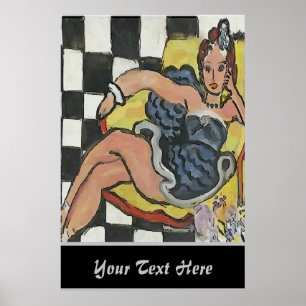 Vrouw op mobiele telefoon Abstract, ontevreden Pos Poster