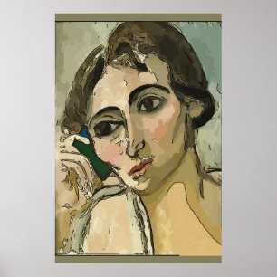 Vrouw op mobiele telefoon poster