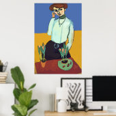 Vrouw op mobiele telefoonstatistieken poster (Thuiskantoor)