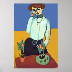 Vrouw op mobiele telefoonstatistieken poster
