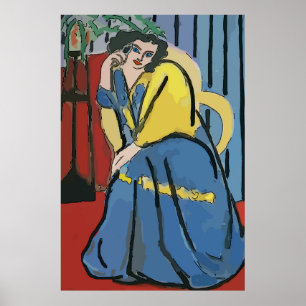 Vrouw op mobiele telefoonstatistieken poster