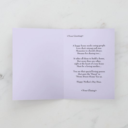 Vrouw op Moederdag Kaart (Binnen)