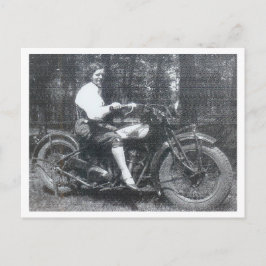 vrouw op motorfiets 1940s Foto Briefkaart