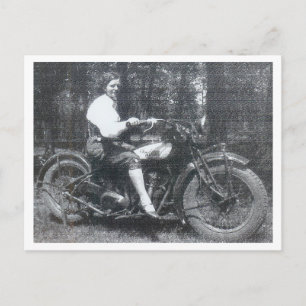 vrouw op motorfiets 1940s Foto Briefkaart