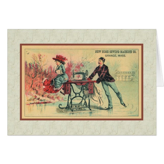 Vrouw op naaimachine op ijs (Voorkant Horizontaal)