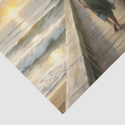 Vrouw op Pier bij Sunset Decoupage Tissuepapier (Detail)